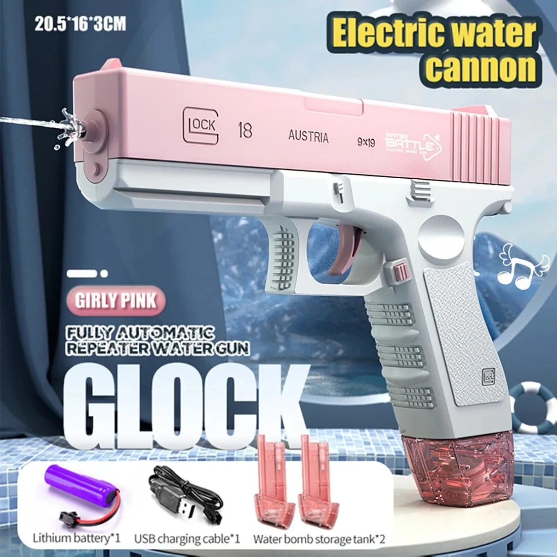 Electric Water Gun Toy High Pressure Strong Charging Energy Automatic Spray for Children