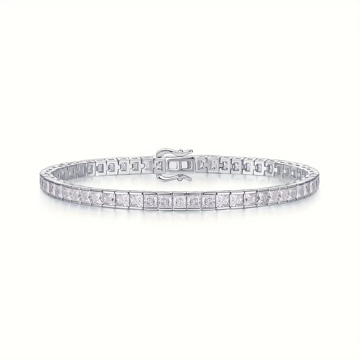 Moissanite Tennis Bracelet Princess Cut 925 Sterling Silver 18K Gold Plated