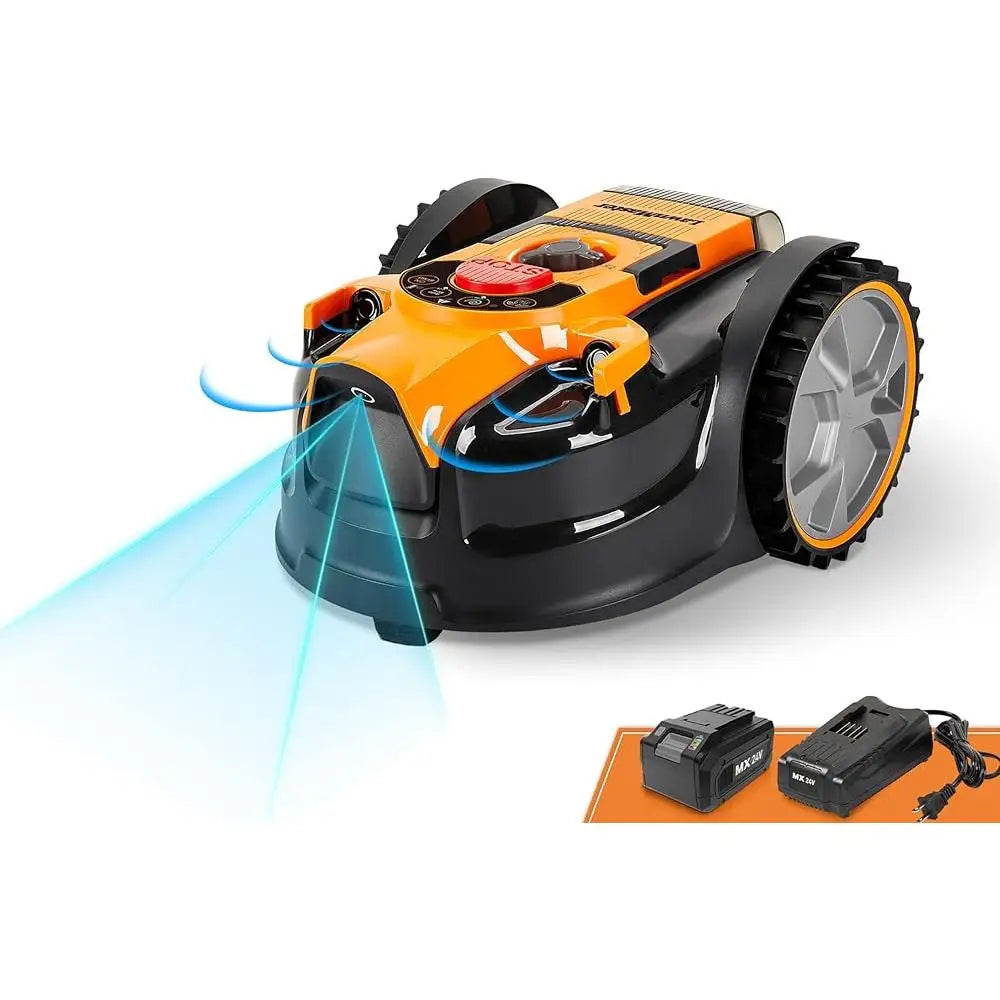 Wireless Robot Lawn Mower with Optical Navigation and Obstacle Avoidance for Small Lawns 1500 to 2000 Square Feet