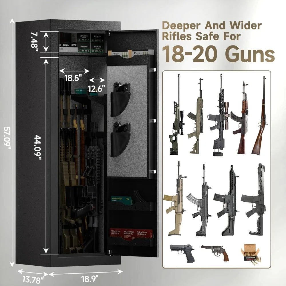 18-20 Biometric Gun Safe Wider and Deeper Fingerprint Gun Safes for Rifle and Pistols Large Quick Access Heavy Duty Gun Cabin