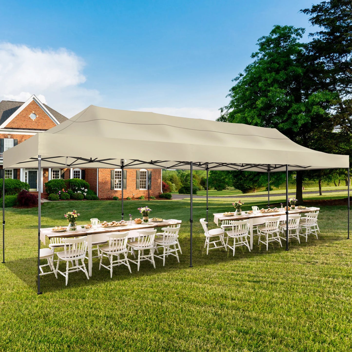 10x30 Heavy Duty Pop Up Canopy with 8 Sidewalls for Stable Wedding Outdoor Parties Canopy with UPF 50+ Protection