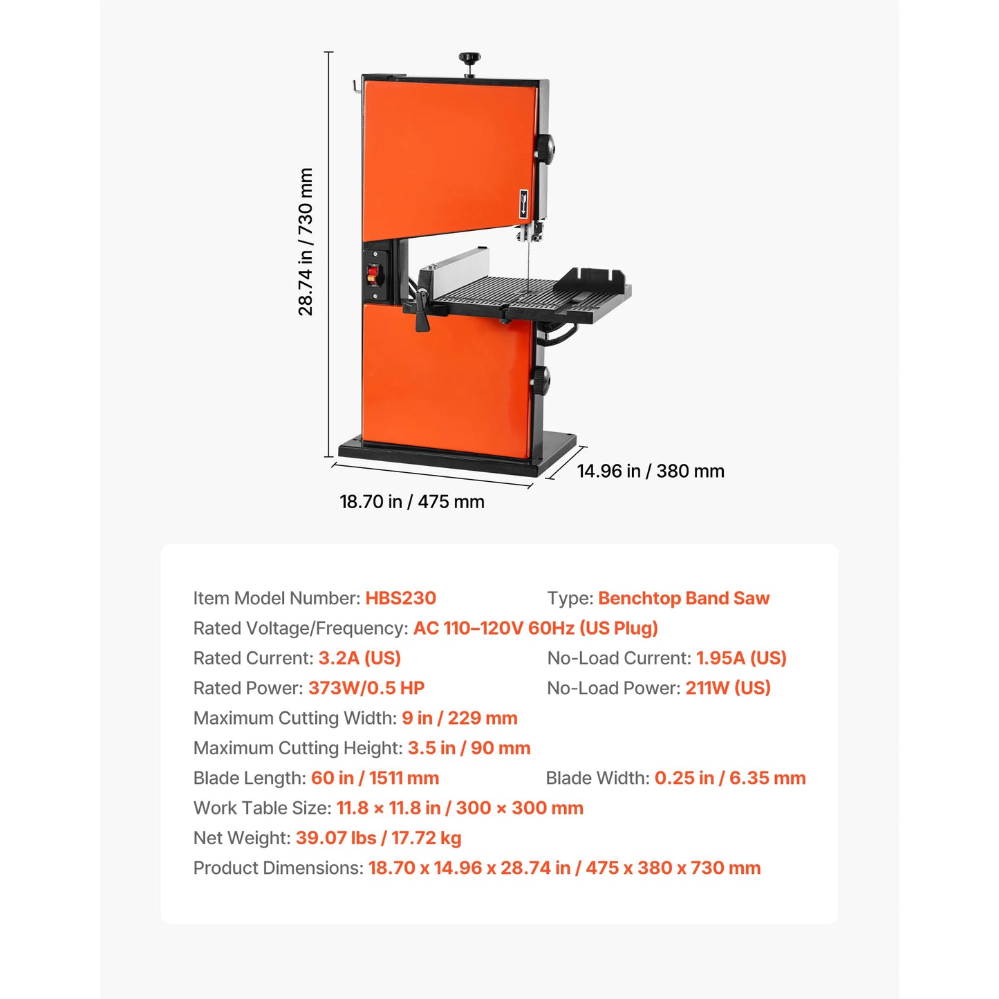 SucceBuy 9-Inch/10-Inch Band Saw with 1/2 HP Motor 3.5-Inch/ 6-Inch Max Cutting Height with Miter Gauge Fence for Woodworking