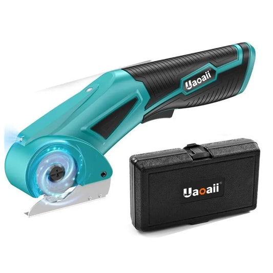 Cordless Electric Scissors Rotary Cutter Lightweight Cardboard Box Cutter with Safety Button and LED Light