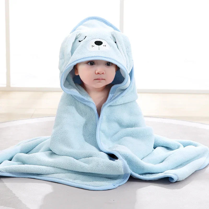 Soft Cartoon Animal Baby Hooded Towel Warm Toddler Bathrobe Swaddle Wrap for Newborns Boys Girls