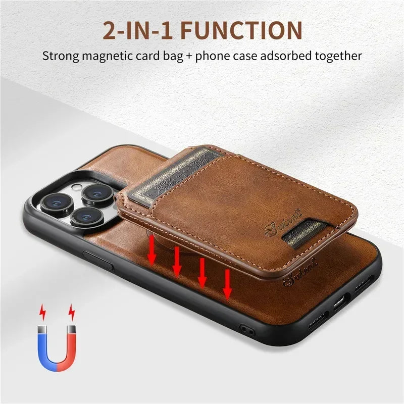 EUCAGR MagSafe 2 In 1 Detachable Wallet Case For iPhone 12 13 14 15 16 Pro Max