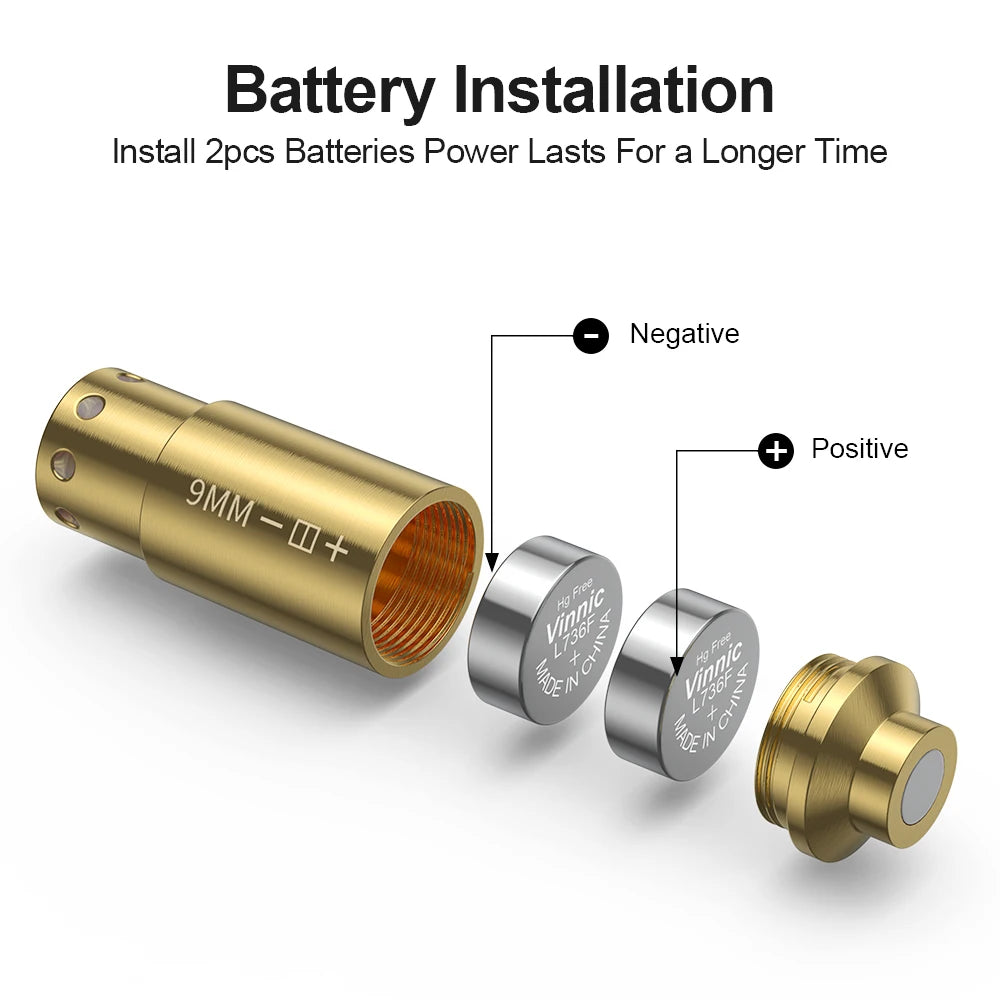 9MM Optics Cartridge Red Dot Laser Bore Brass Boresighter for Pistol Rifle Scope Hunting Accessories