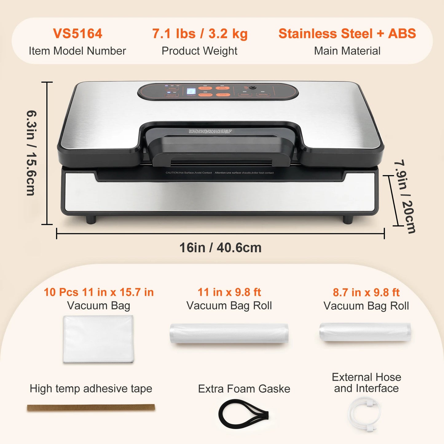 SucceBuy 90Kpa 130W Vacuum Sealer For Food Packaging With Free 10 Vacuum Bags For Household Kitchen