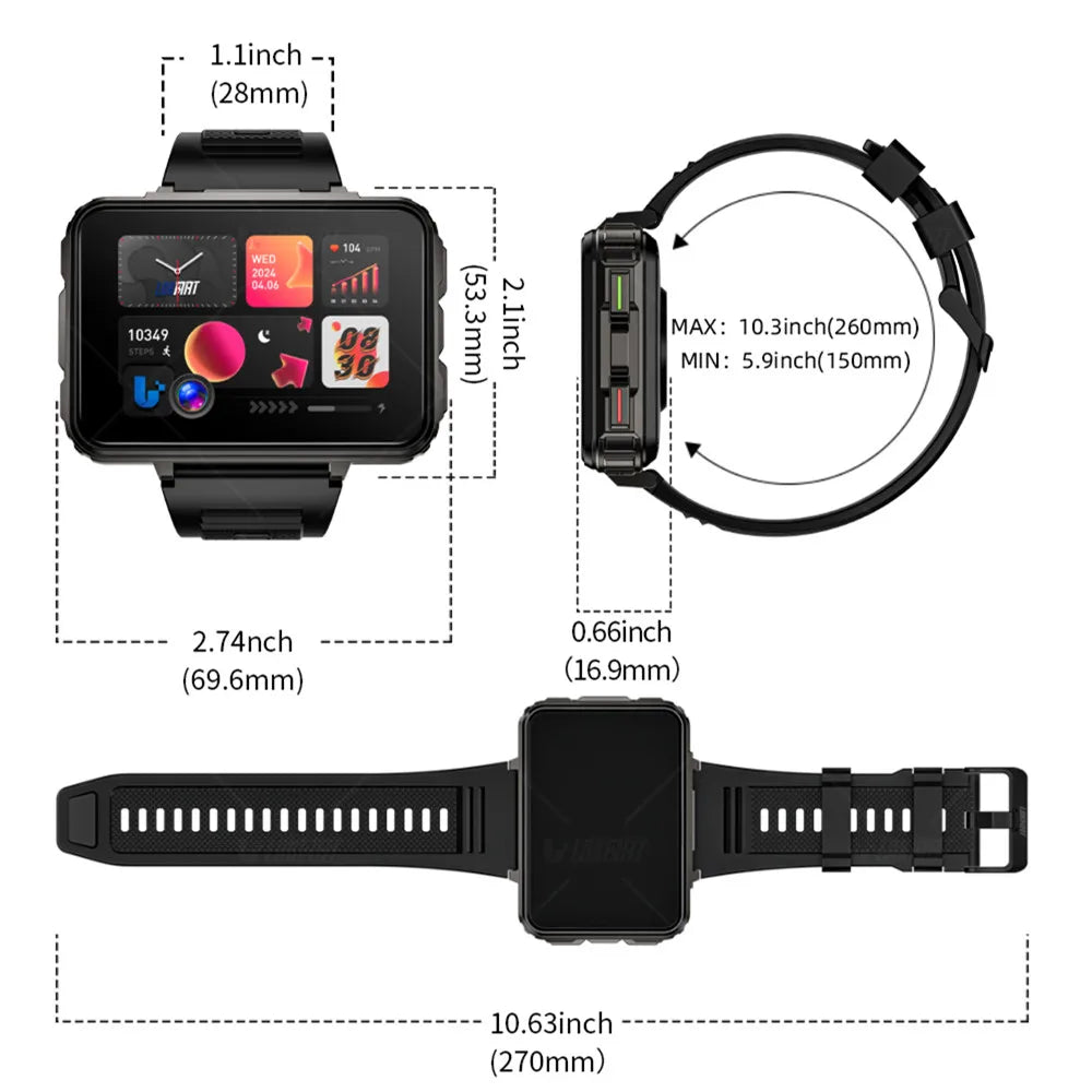 LOKMAT 5 Max Android Watch Phone 4G WiFi Dual Camera With Flashlight Gaming