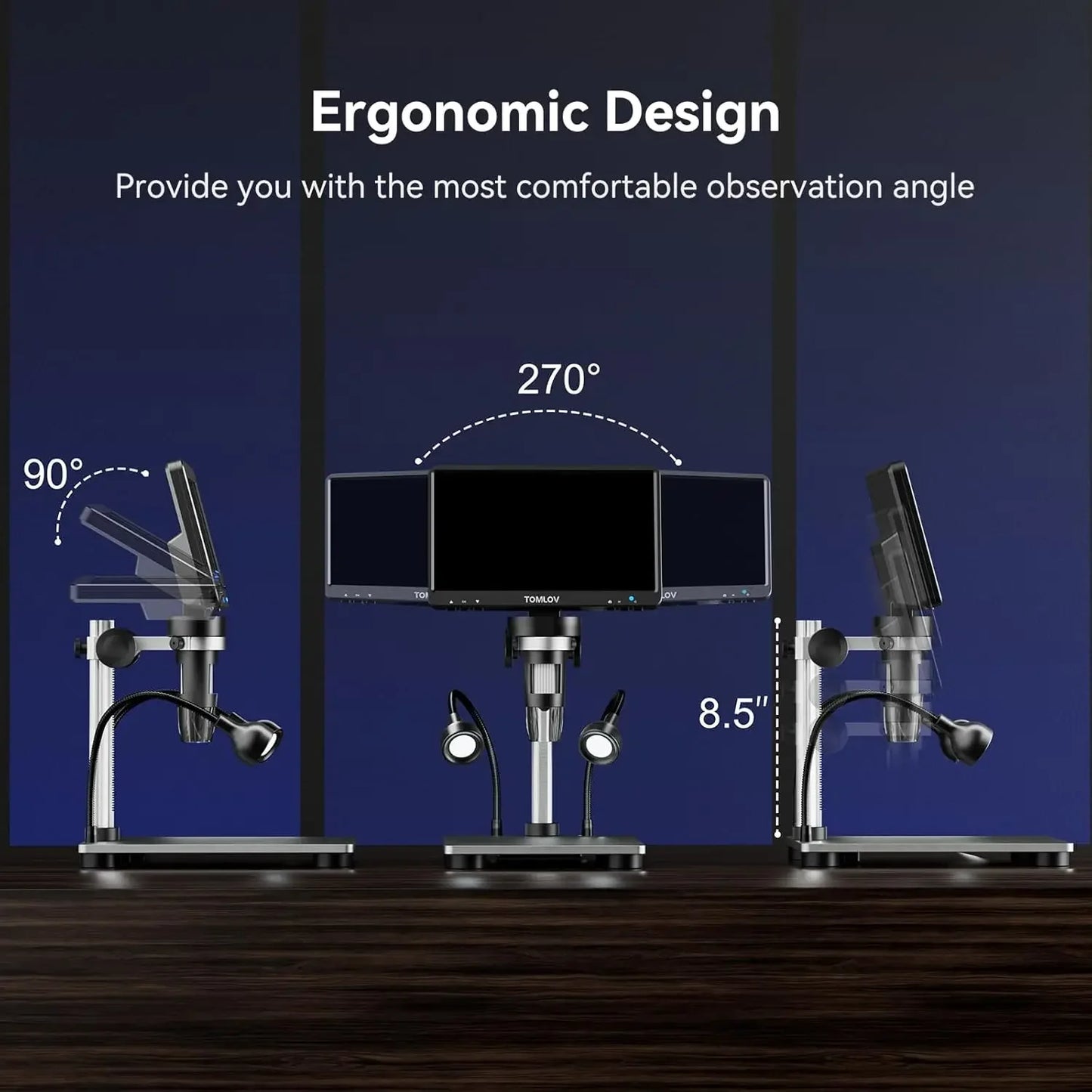DM9 7 Inch LCD Digital Microscope 12MP 1200X 1080P Coin Microscope Magnifier