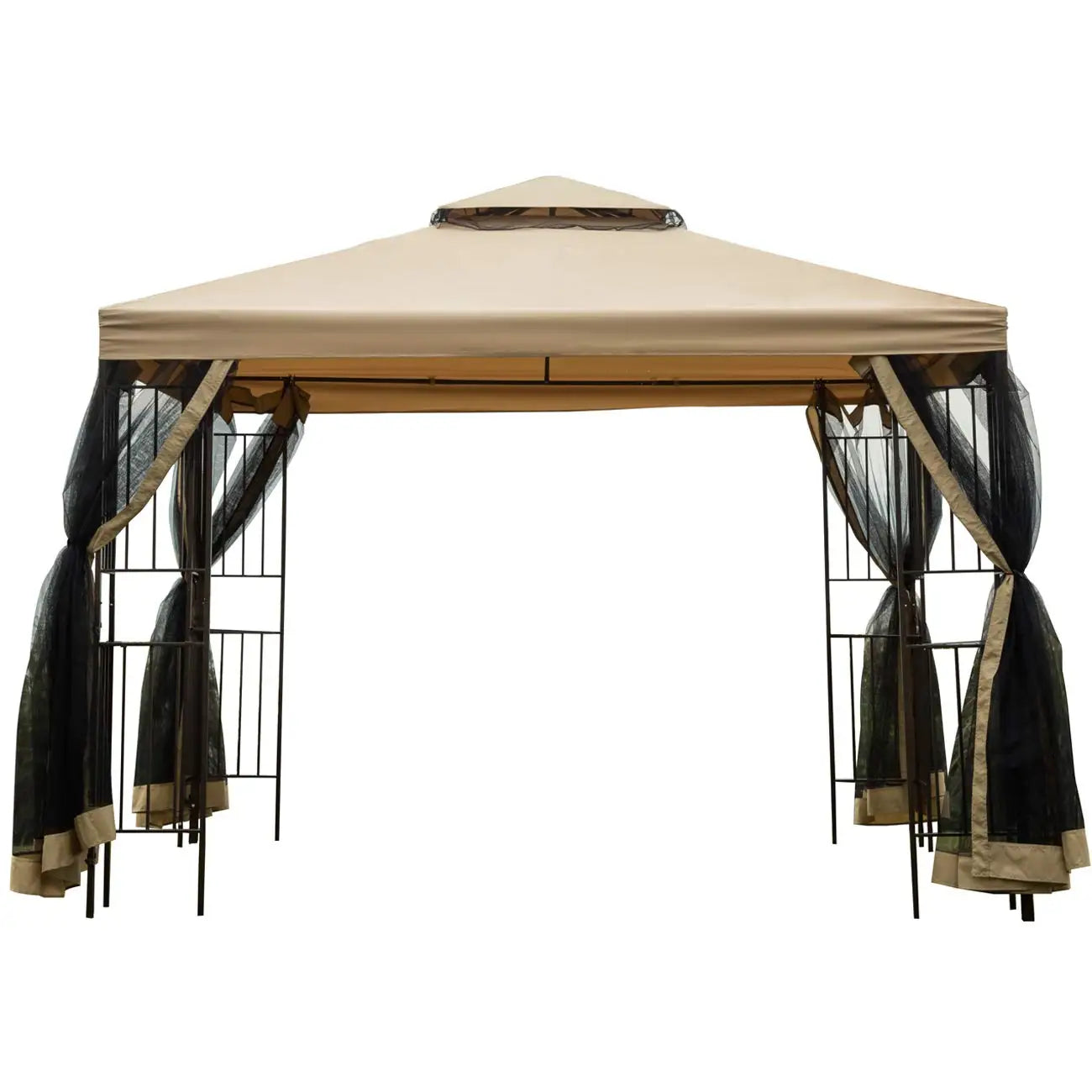 Customizable 10x10 Garden Gazebo With Double Roof Vented Canopy For Patio