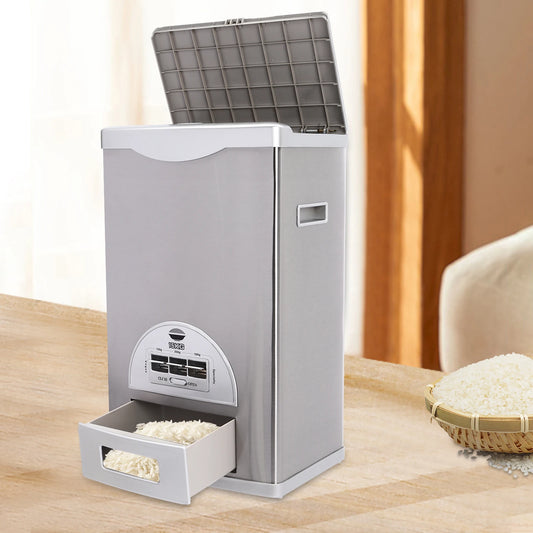 Stainless Steel Rice Storage Container Rice Dispenser Kitchen Storage Assistant 30.5x22x50cm Large Capacity for Storing Grains