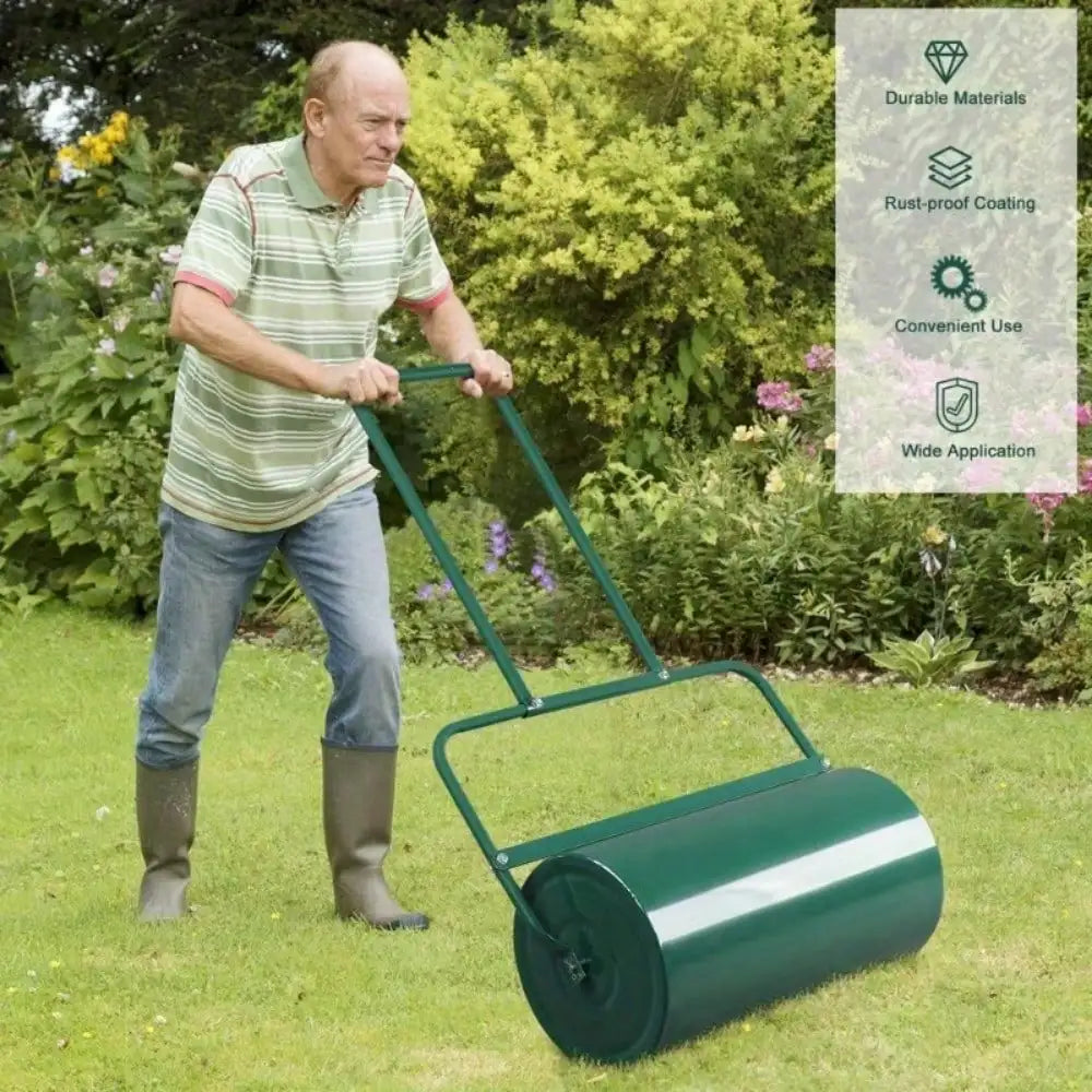 47 Inch Lawn Roller Cylindrical Garden Lawn Rollers Tow Behind Water Filled Steel