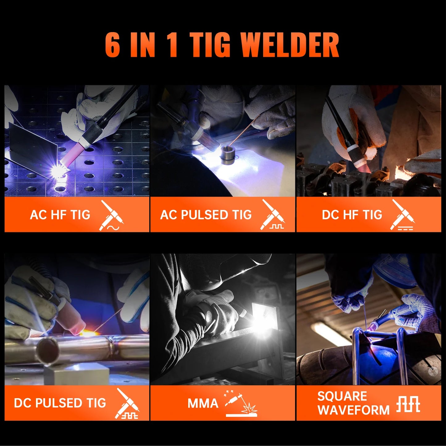 HITBOX HBT250P AC/DC Aluminium 2T/4T TIG Welding Machine 5in1 HF TIG/MMA ARC Stick IP21S Welder Welding IGBT Inverter 200A