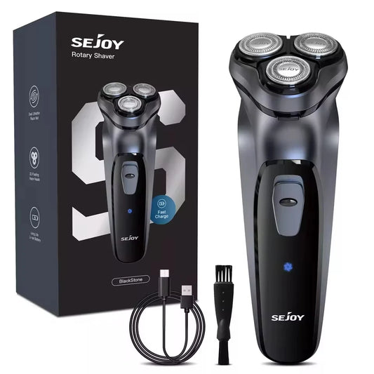 SEJOY Rechargeable Wet And Dry Electric Shaver Rotary Head Trimmer For Men