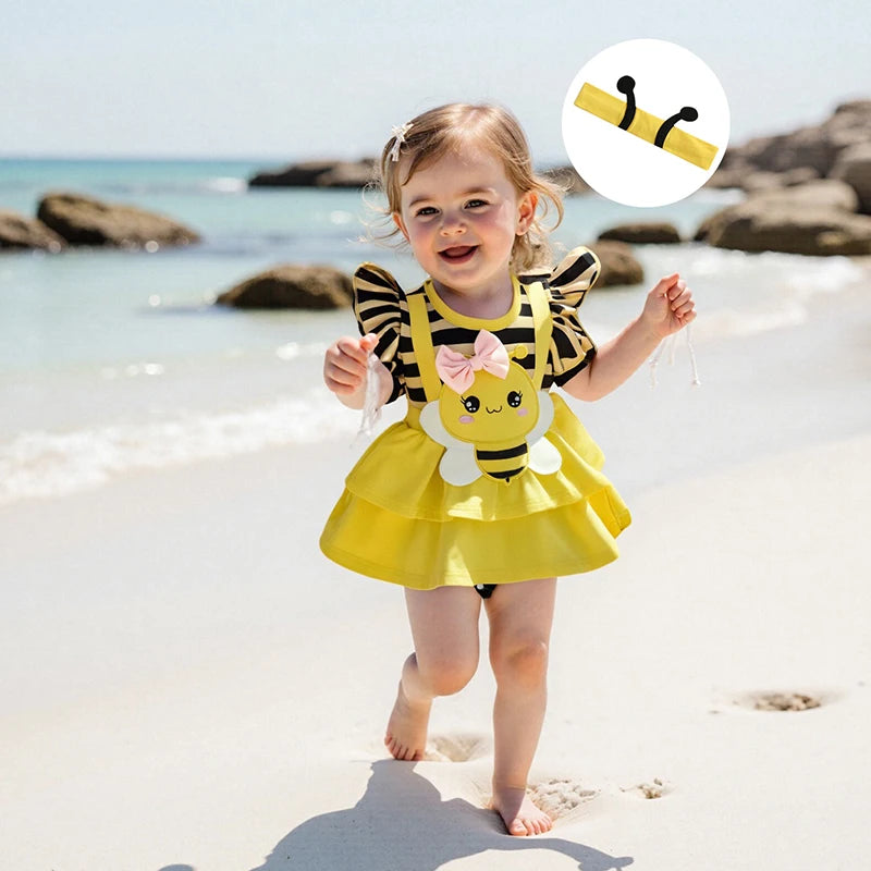 Baby Girl Summer Floral Ruffle Romper Set With Headband