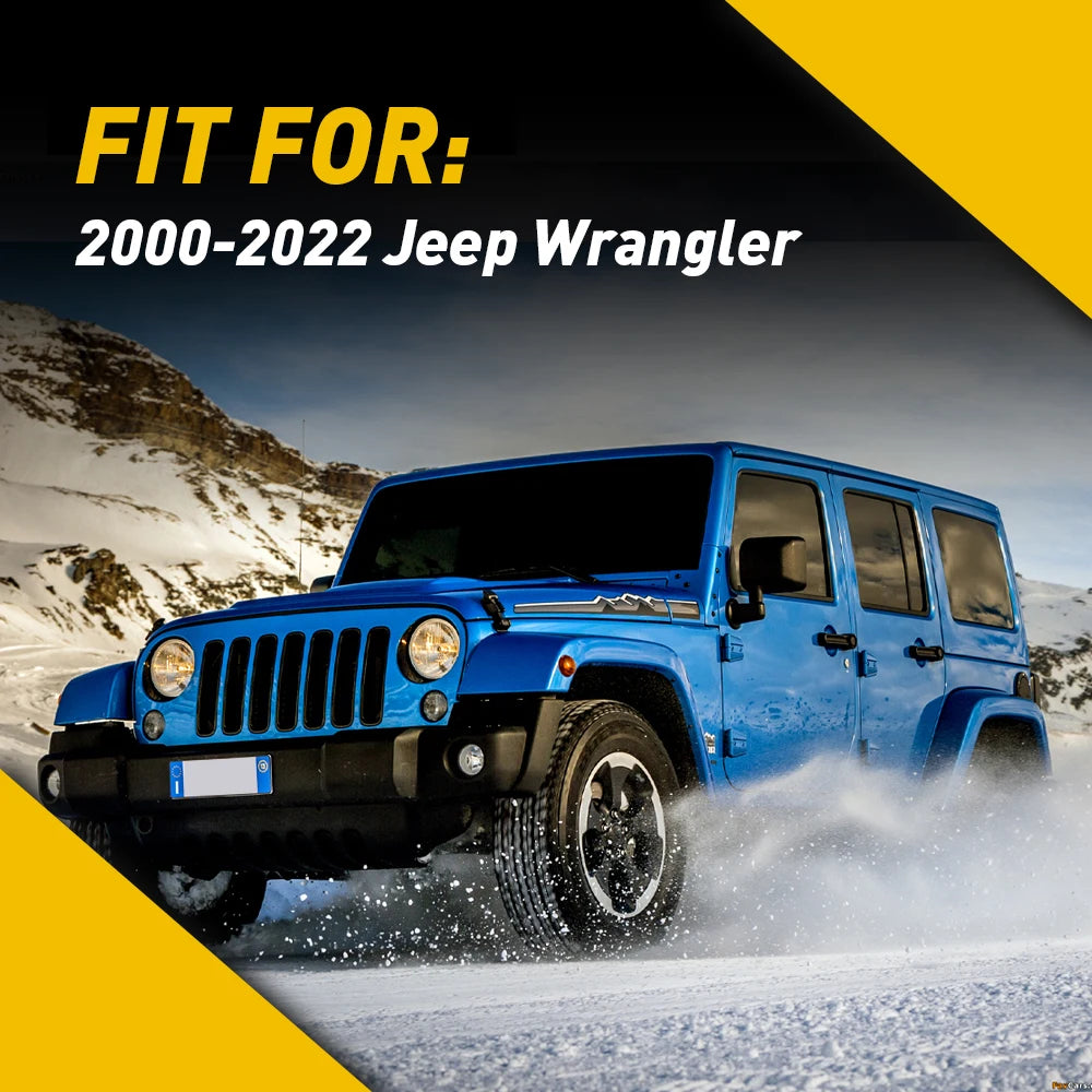 Front And Rear Wiper Arm And Blade Set For Jeep Wrangler 2000 To 2022 Black ABS Rubber Compatible