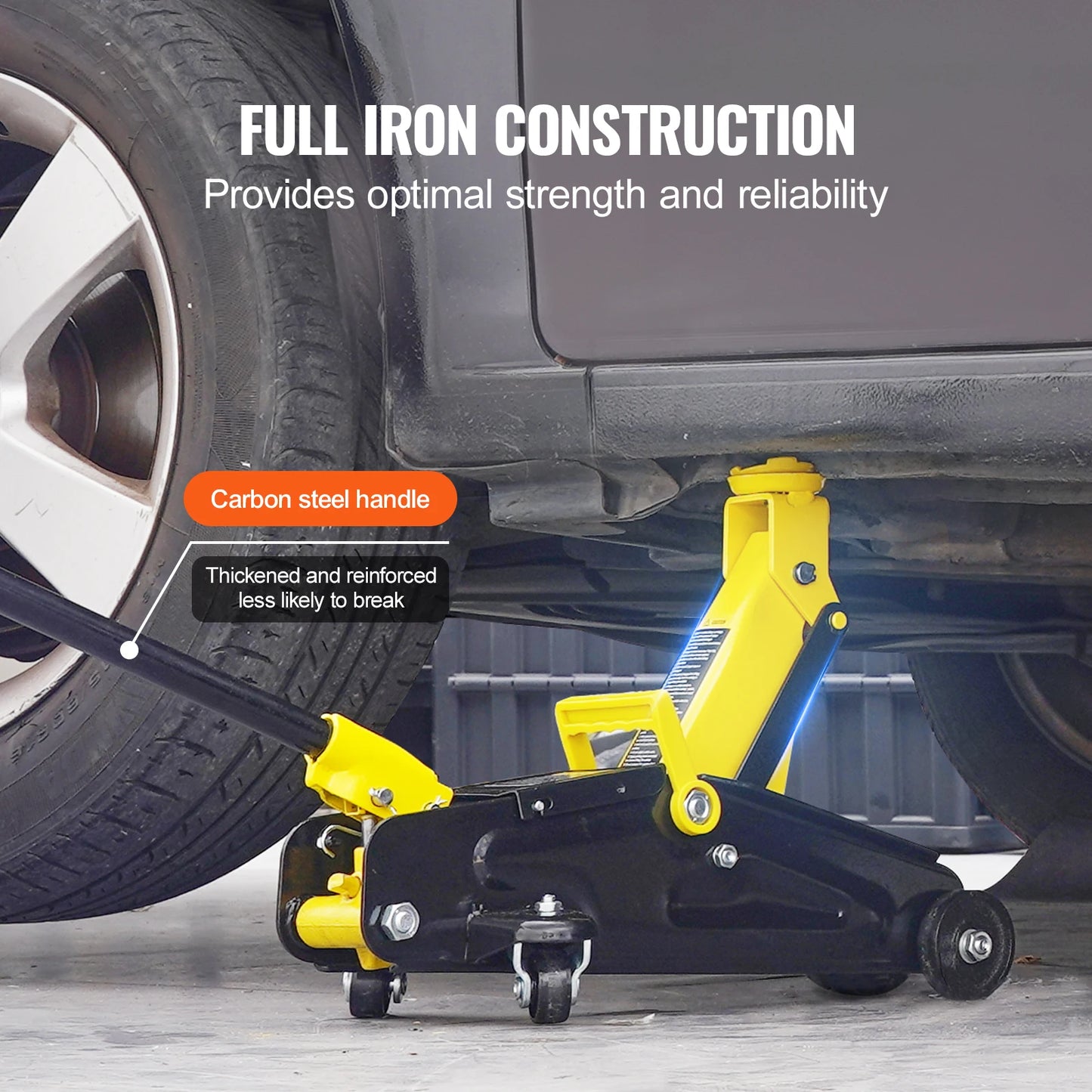 SucceBuy Low Profile Floor Jack 2 Ton Heavy Duty Iron Hydraulic Jack