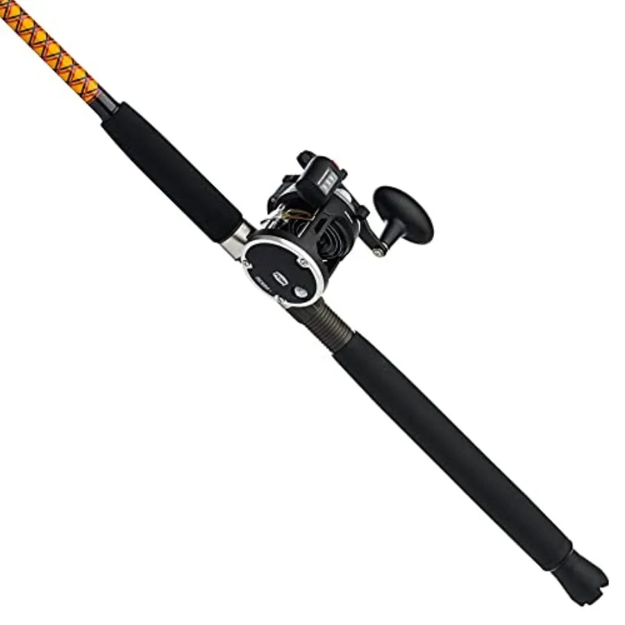 Bigwater Casting Fishing Rod Penn Rival Level Wind Conventional Reel Combo with Heavy-Duty Graphite Construction and Black Fini