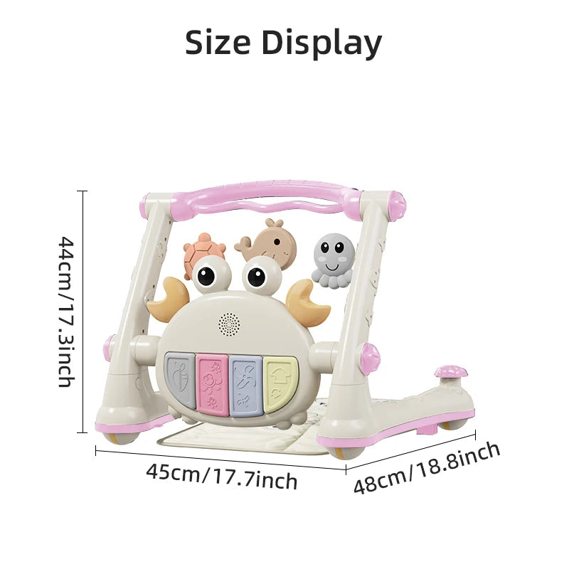 New Baby Toddler Multi Function Four in One Baby Car Fitness Rack Piano Baby Walking Car Table Trolley Toy for 0 to 18 Months