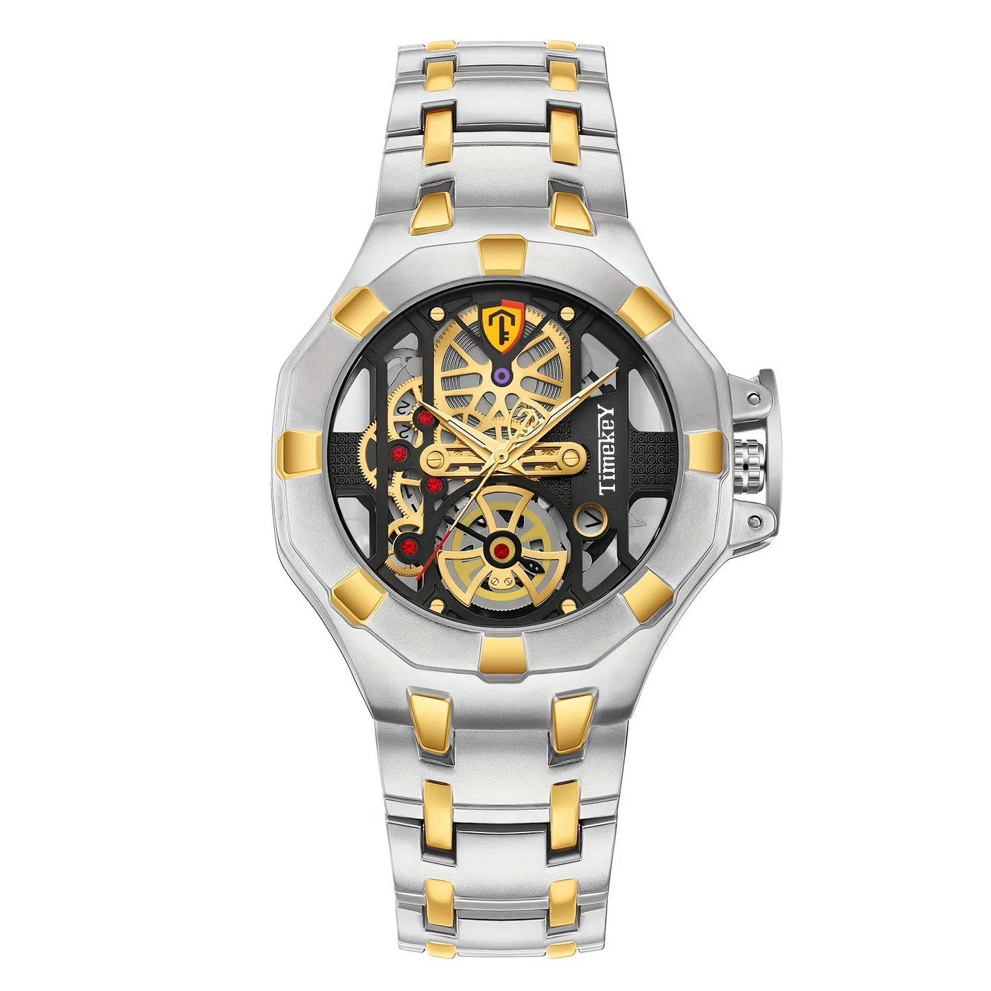 1 Piece Skeleton Design Quartz Men's Watch with Inner Wheel Design Luxury Style Christmas and New Year's Gift