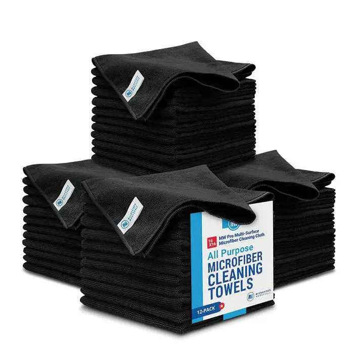 48 Pack 16 Inch by 16 Inch Microfiber Cleaning Towels Highly Absorbent Lint Free Multi Purpose Safe