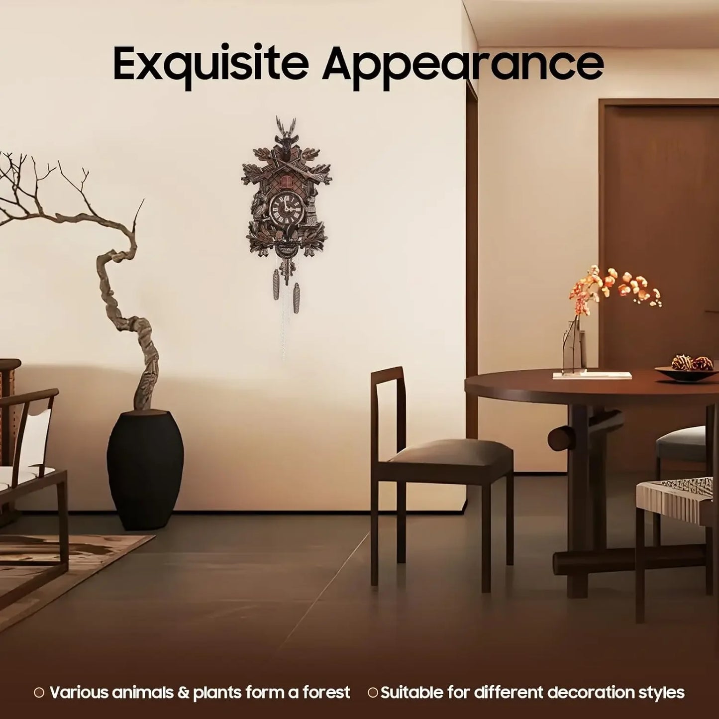 Northern Europe Retro Cuckoo Wall Clock Adjustable Volume Gift Practical Home Decor