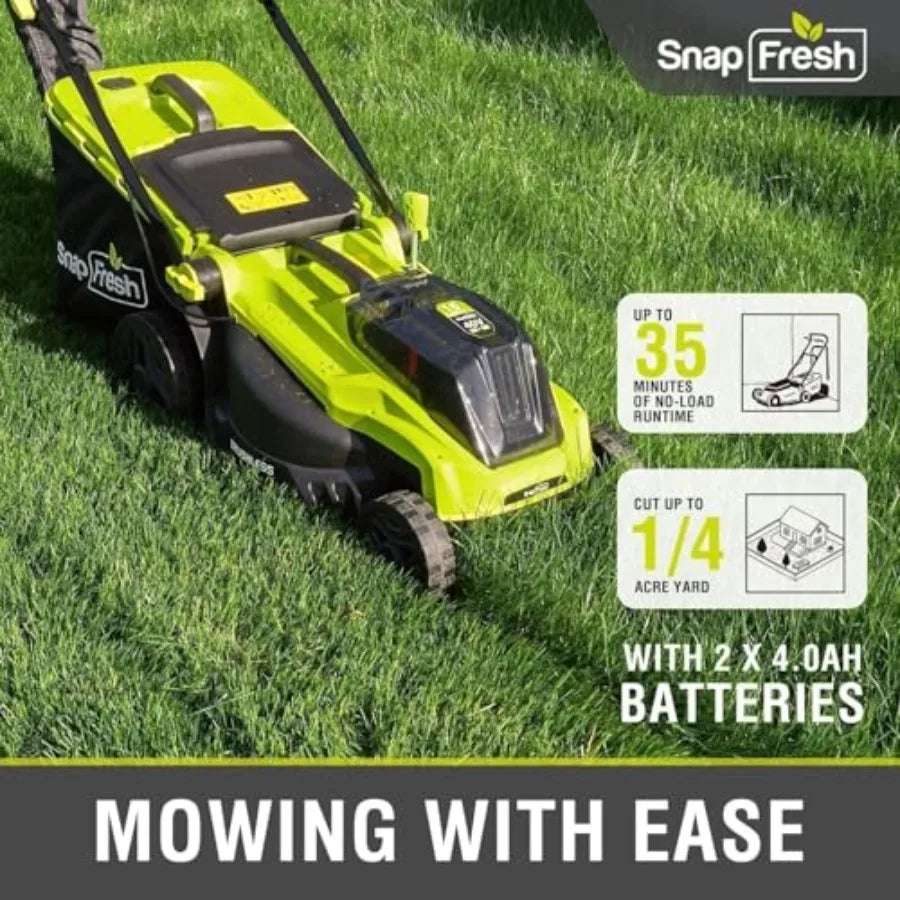 SHXI 40V Cordless Electric Lawn Mower With Dual 4.0Ah Batteries And Fast Charger