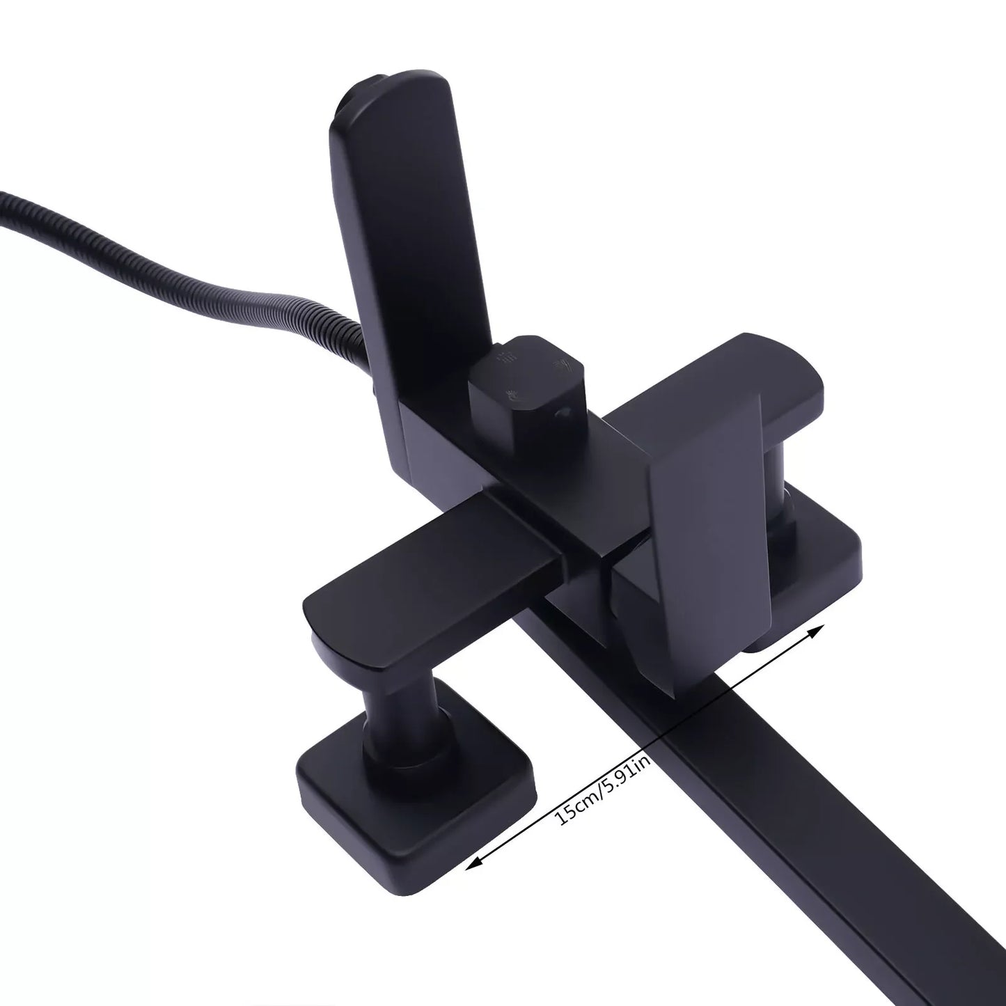 Shower Faucet Set Rainfall Shower Head Handle Combo Kit Wall Mount Black Stainless Steel Waterfall Jets