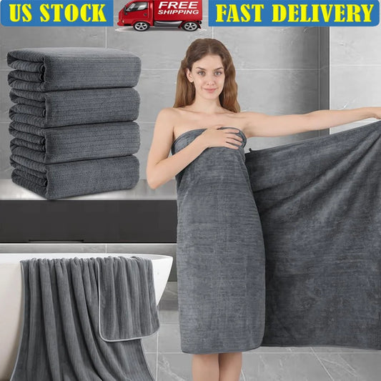 Extra Large Bath Towel Set of 4 Ultra Soft Fluffy Microfiber Bath Sheets Highly Absorbent Lightweight Fast Drying Durable Towels