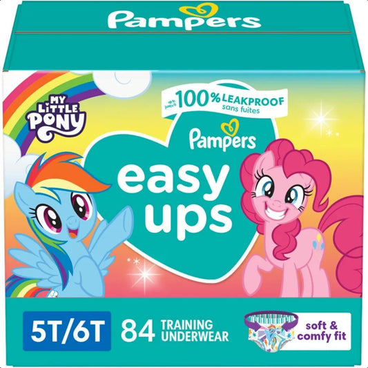 Pampers Training Pants Easy Ups Girls Boys Size 5T6T 84 Count Easy Pull Up Down Design Potty Underwear