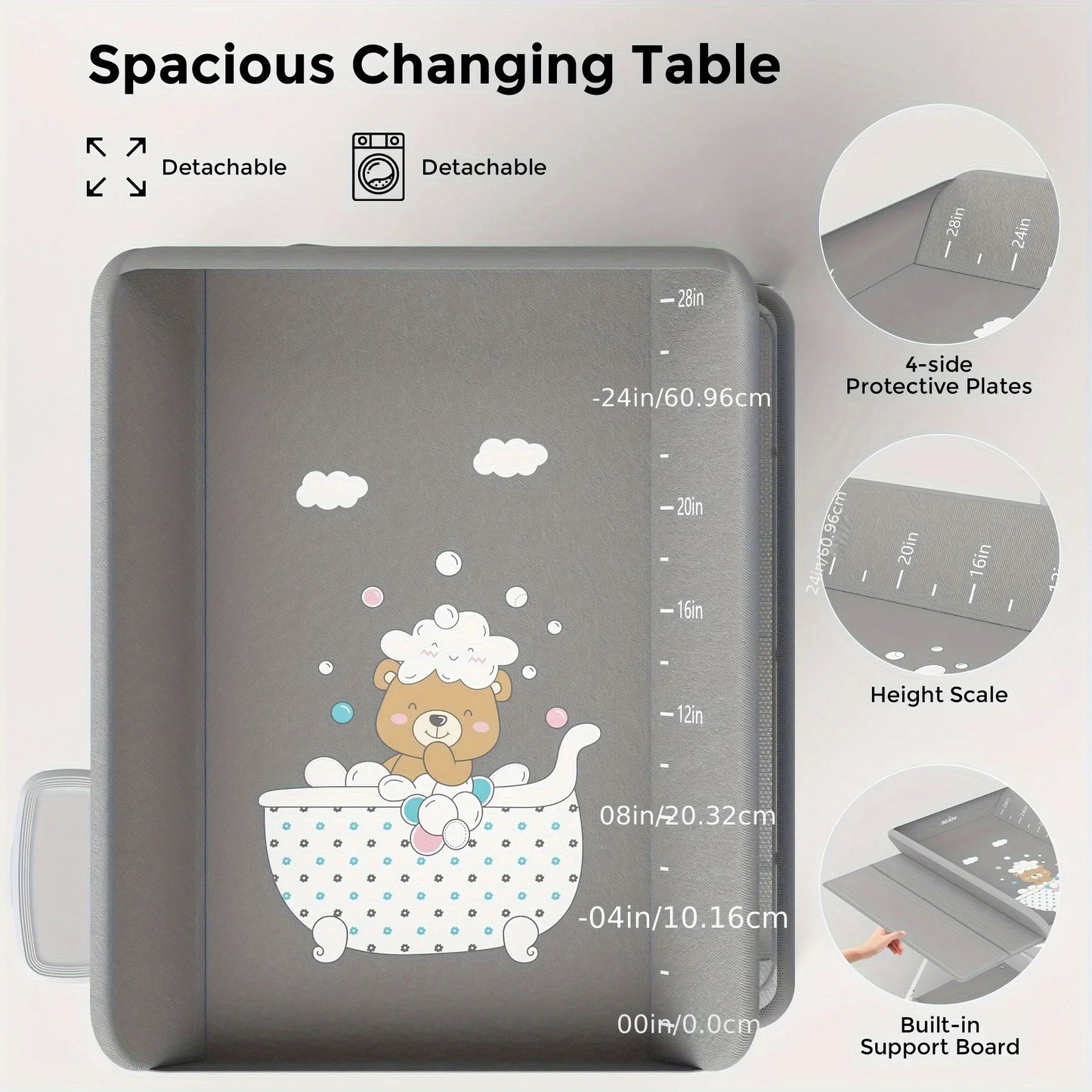 SEJOY Foldable Baby Changing Table Dresser with Wheels Bottom Rack Side Basket and Clothes Rail for Infants Portable Diaper Table