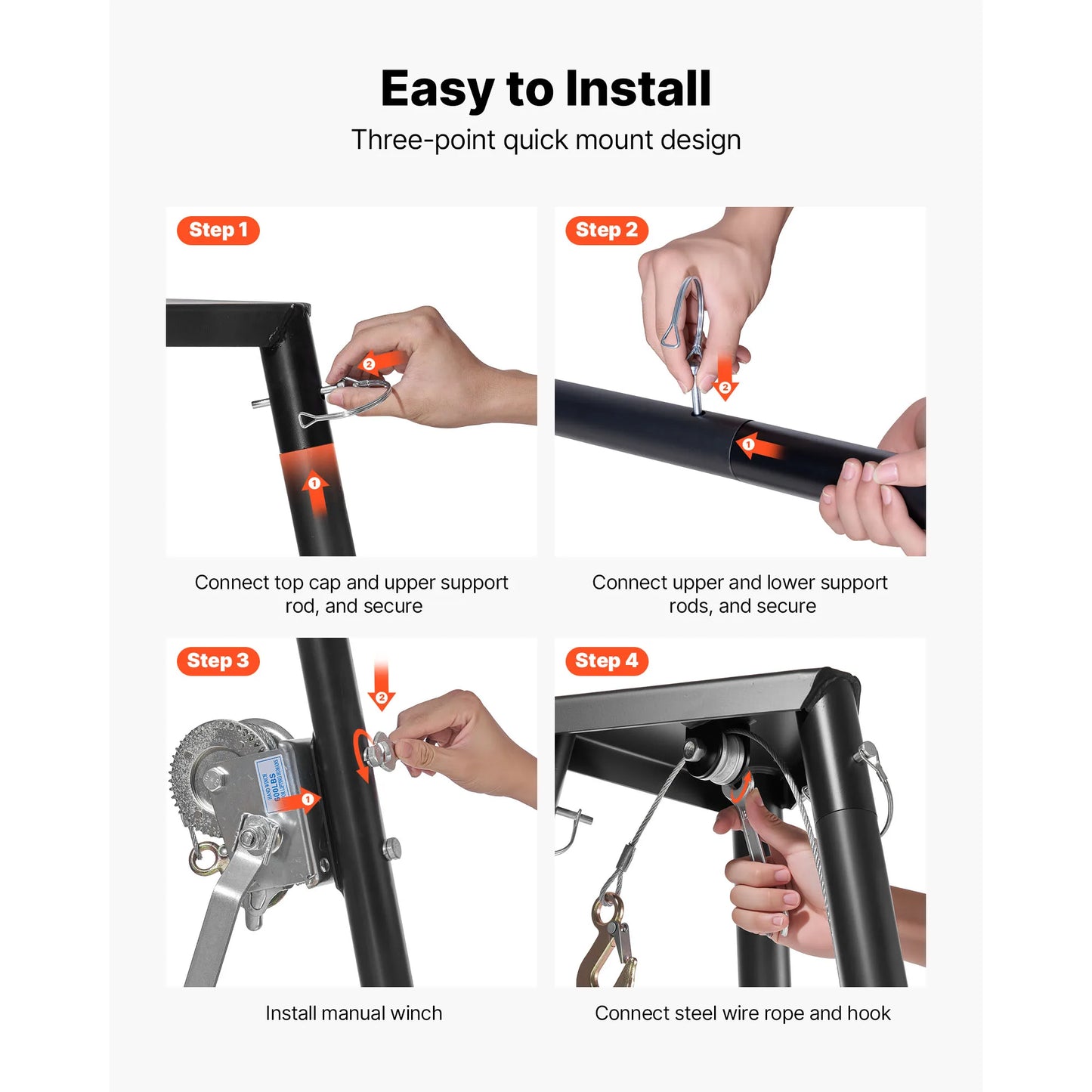 SucceBuy 500 lbs Tripod Deer Hoist Winch Lift with Gambrel & Manual Winch Hunting Game Hoist for Cleaning Skinning and Moving