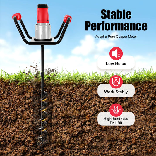 Post Hole Digger Electric 1500W Corrosion Resistant Low Noise Agricultural Machinery
