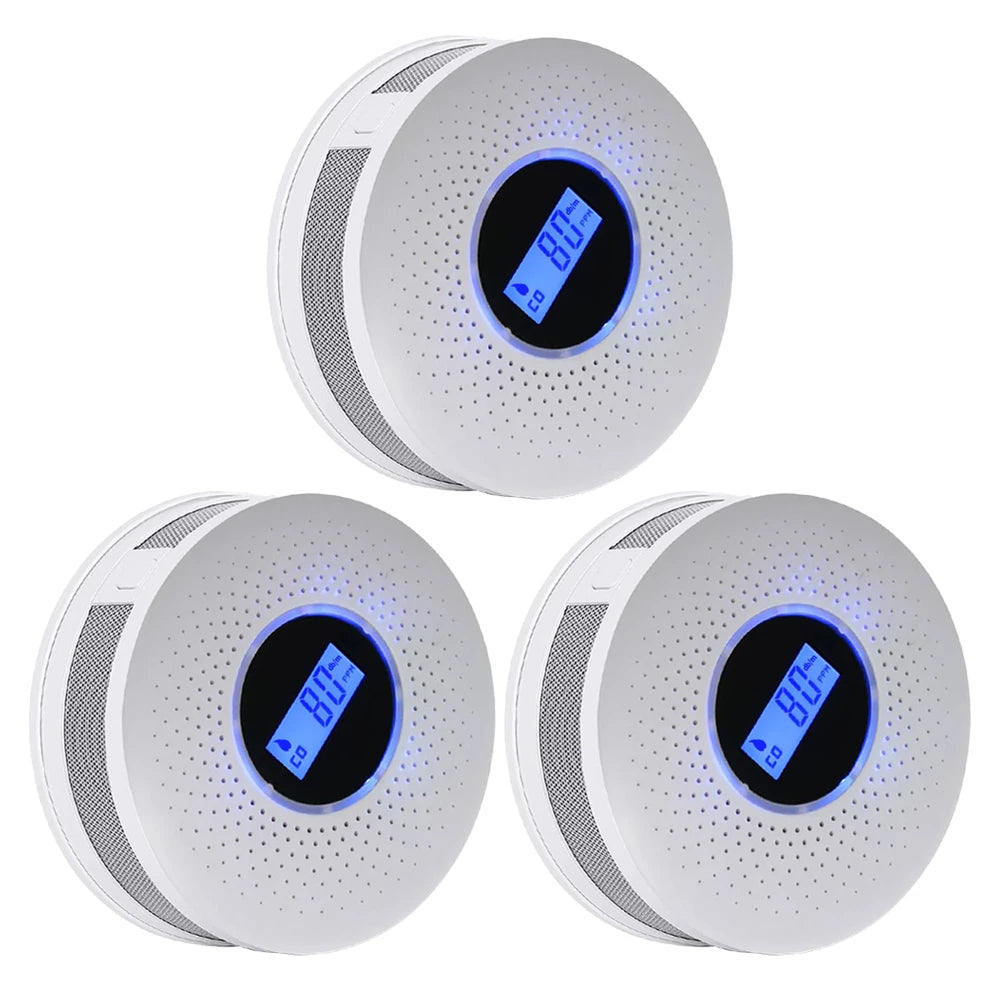 2 In 1 Carbon Monoxide And Smoke Detector Alarm Electrochemical Sensor LCD 85dB