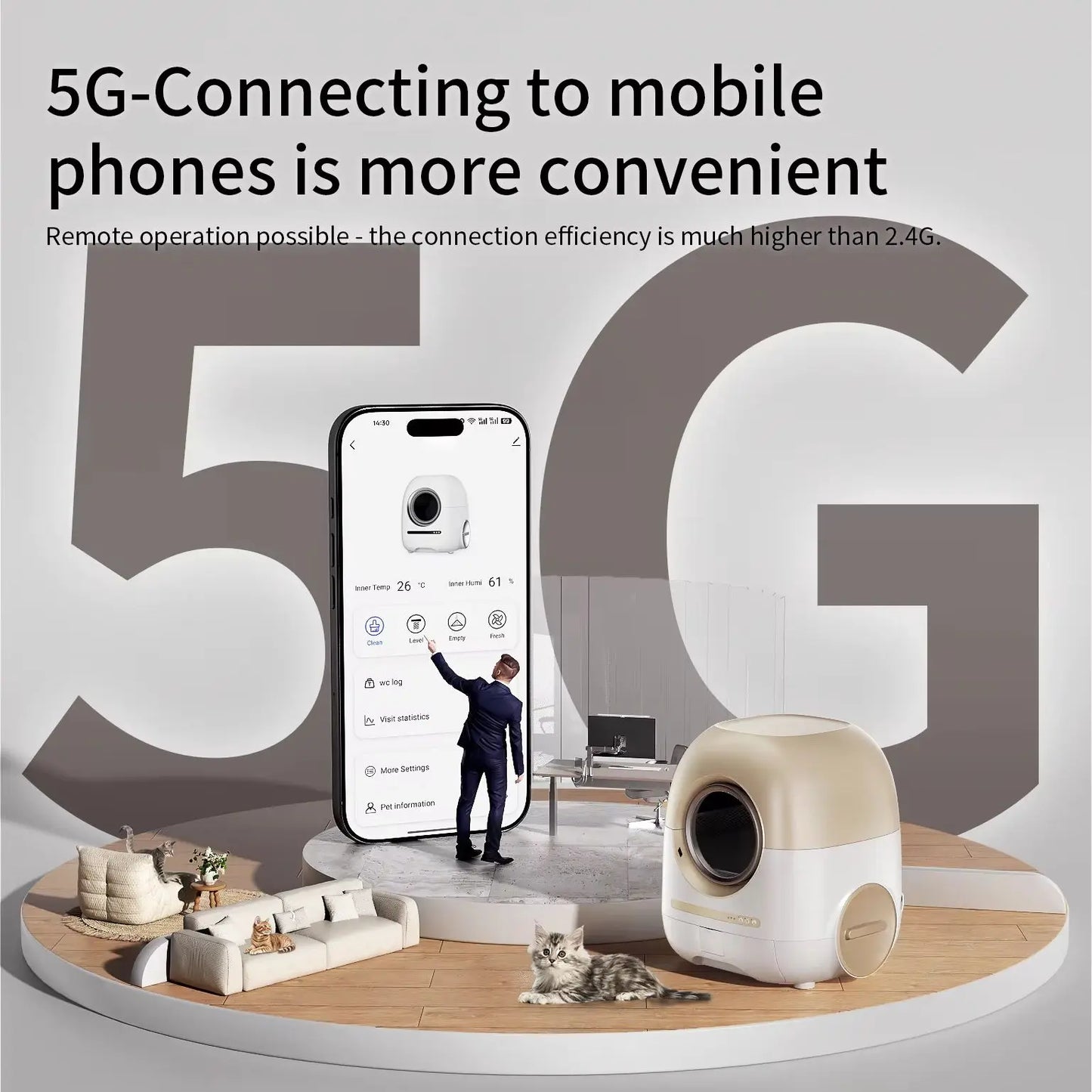 Redsasa Self Cleaning Smart Cat Litter Box With App Remote Control