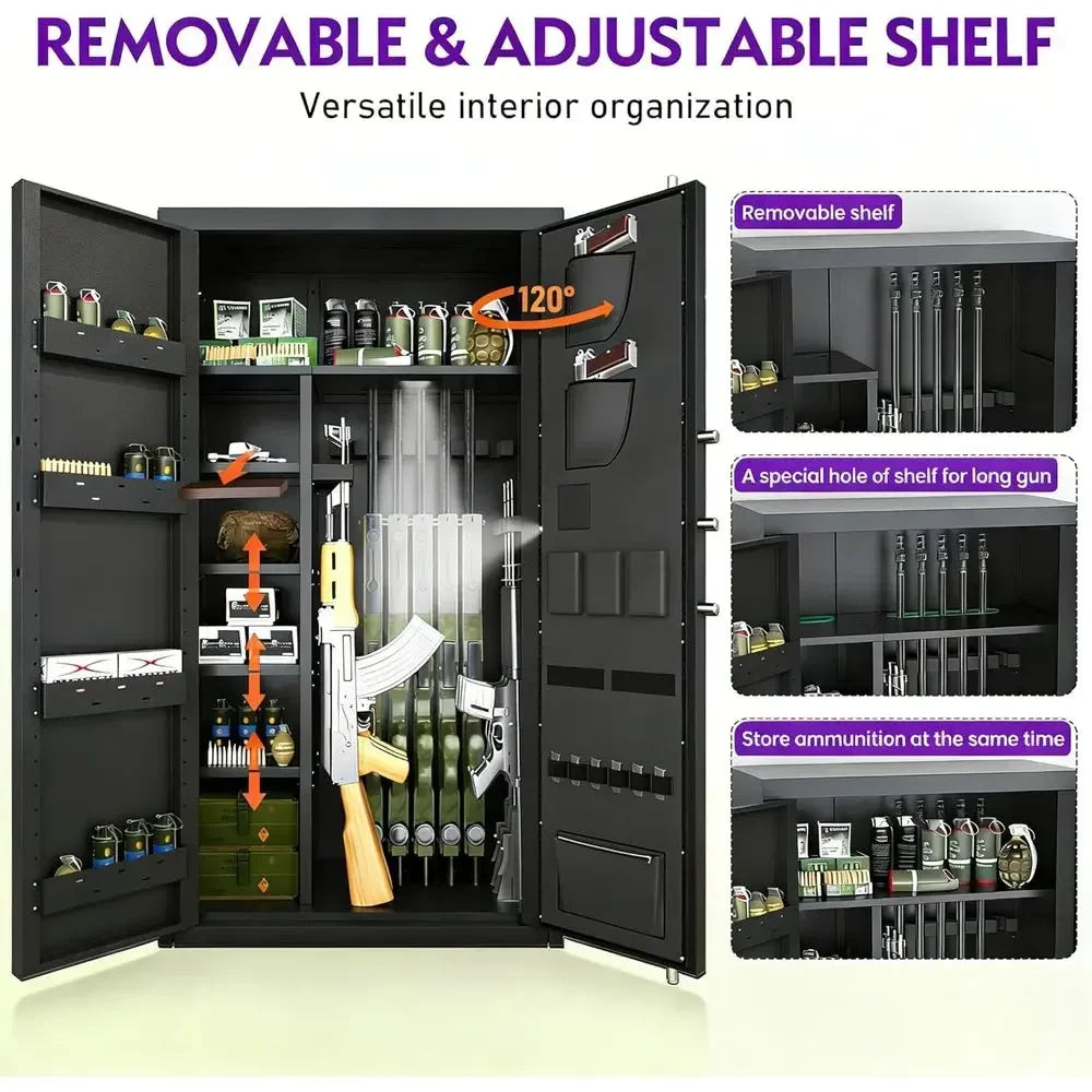 30-40 Capacity Firearms Safe with Digital LCD Lock and Gun Rack, Unassembled Long Gun Cabinet with Silent Operation and Dual Ala