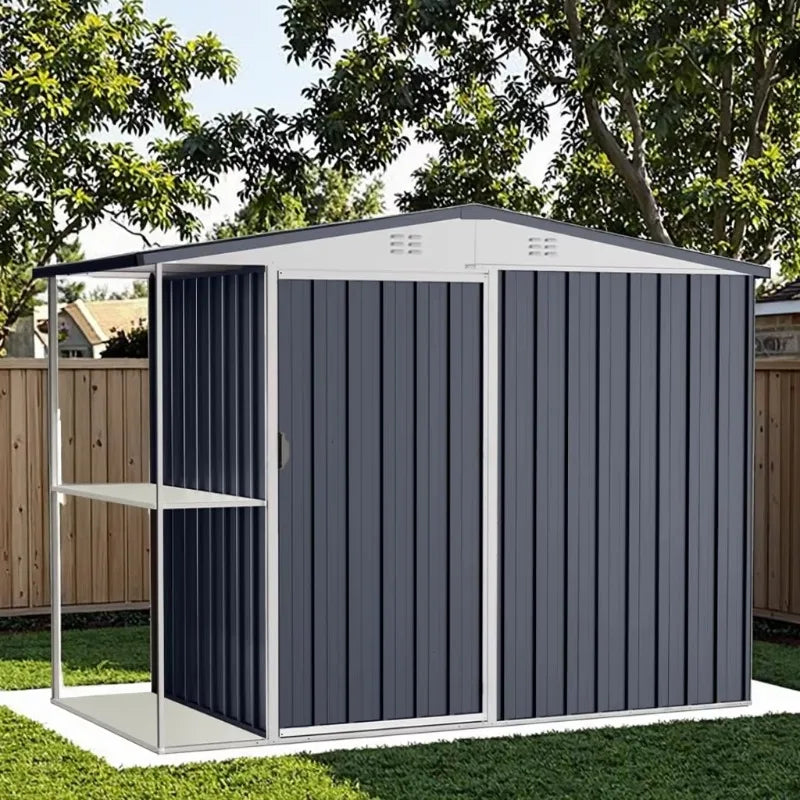 Eco Friendly Lockable Metal Garden Storage Shed With Sliding Doors Waterproof