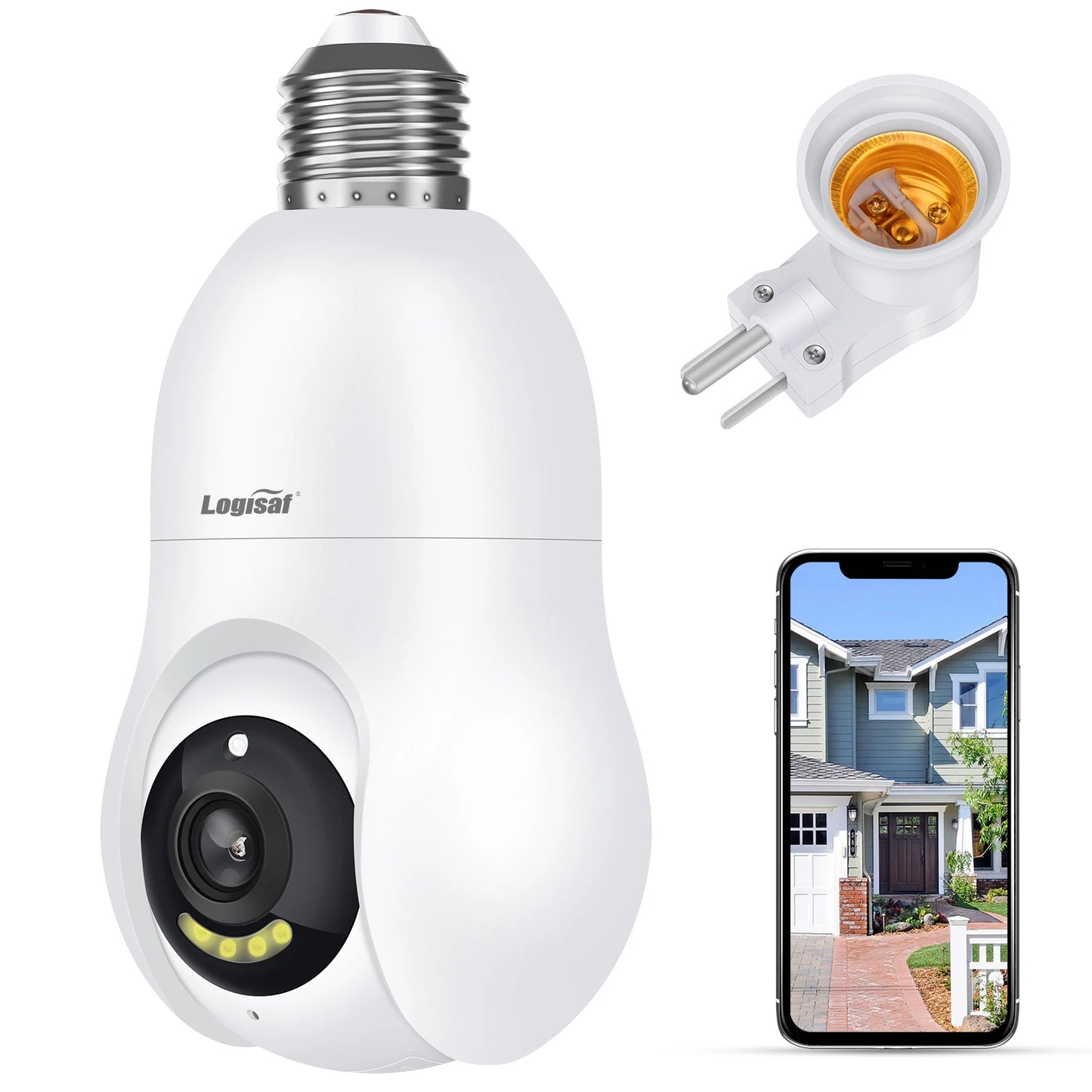 Jennov 2K 3MP Light Bulb Security Camera Wireless Outdoor 360 Degree Indoor Light Socket Camera