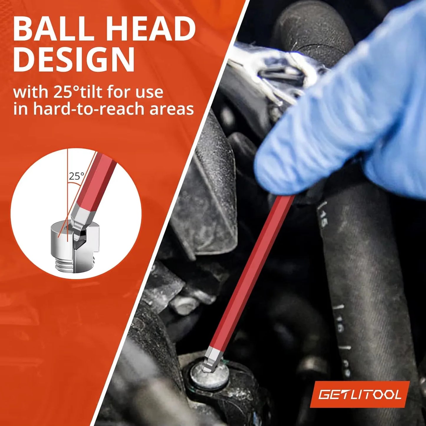 9pc Magnetic S2 Steel Metric Allen Key Set Long Arm BallEnd