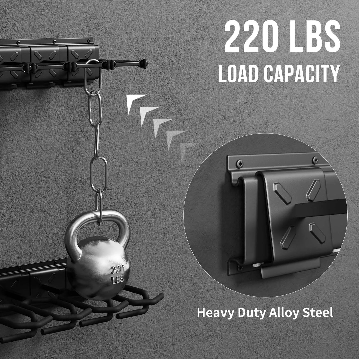 12 Slot Long Gun Rack Wall Mounted Adjustable Rifle Storage Holder 220 Lbs Load Capacity