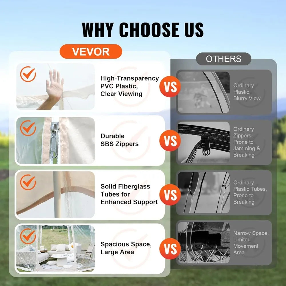 Upgraded Pop Up Bubble Tent For 4 To 8 People Outdoor Dome