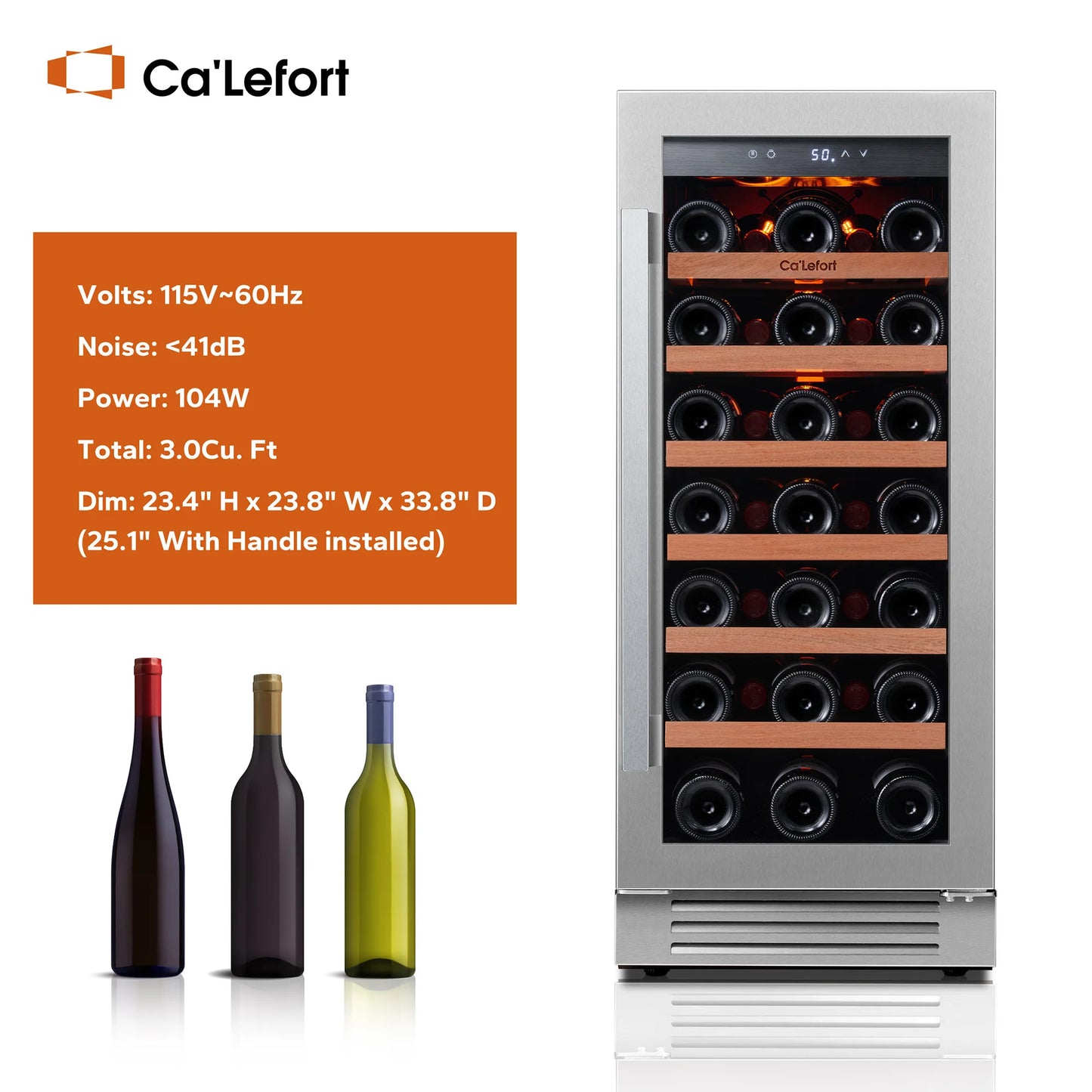 Ca Lefort 85L Compressor Wine Cooler 40 to 65 Degrees Fahrenheit Somm Grade Preservation Triple LED Child Lock Auto Defrost Home Cellar Bar
