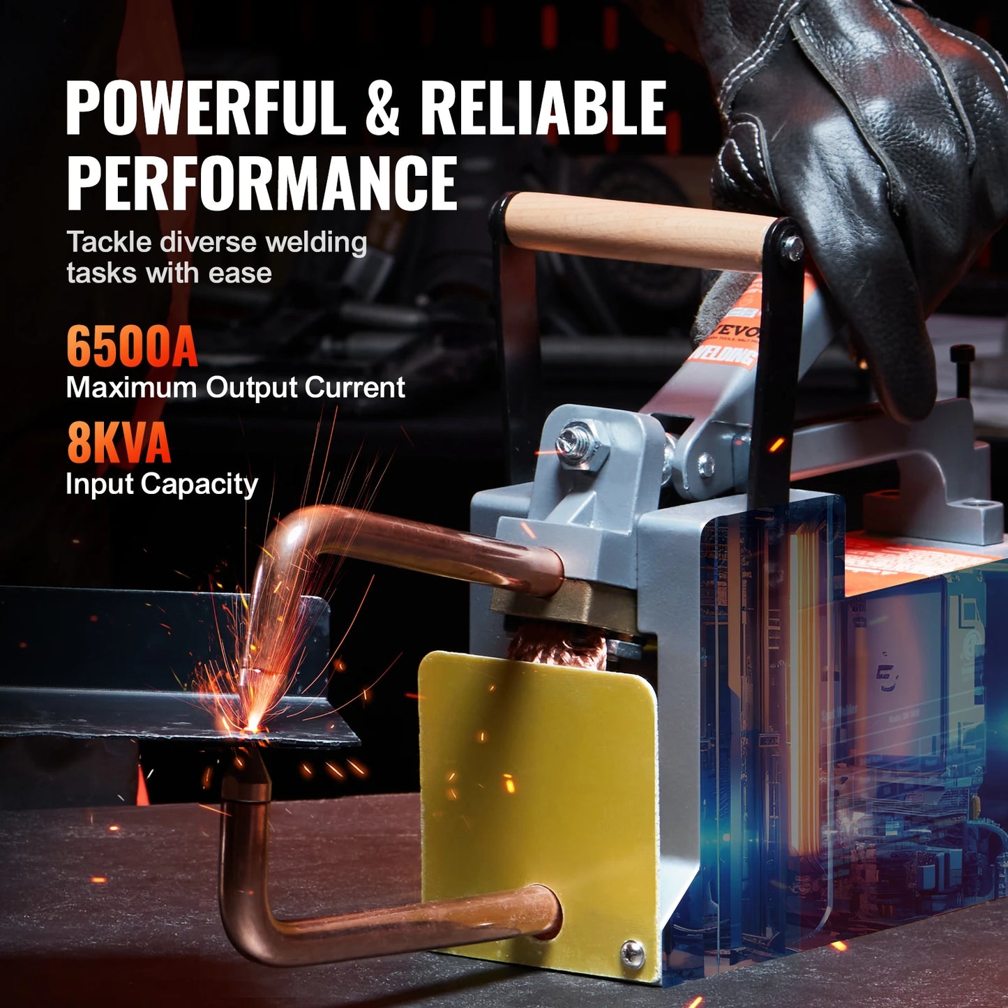 SucceBuy Portable Spot Welder 8KVA Handheld Welding Tip Gun Metal Sheet Spot Welding Machine for Stainless Steel Aluminum Sheet