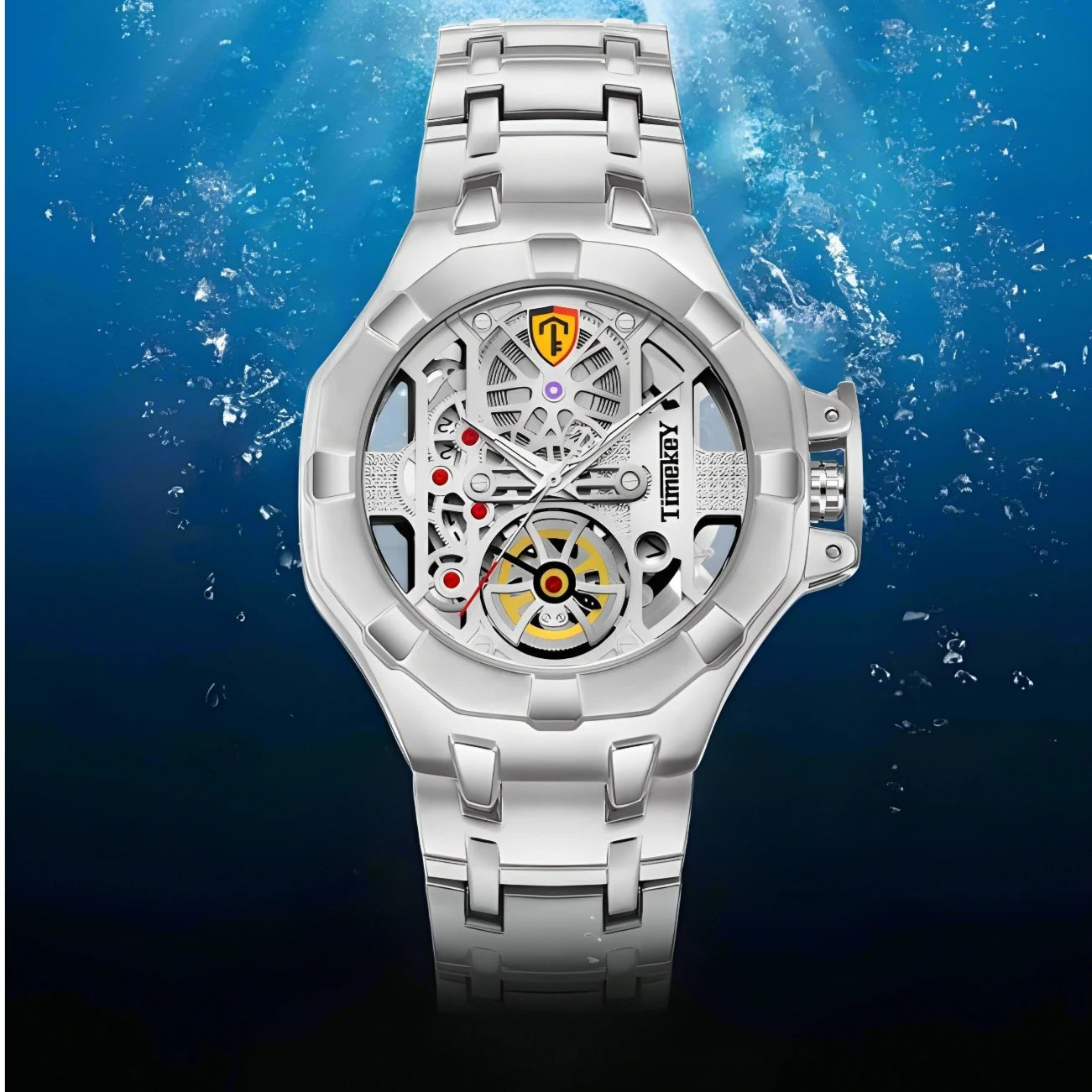 1 Piece Skeleton Design Quartz Men's Watch with Inner Wheel Design Luxury Style Christmas and New Year's Gift