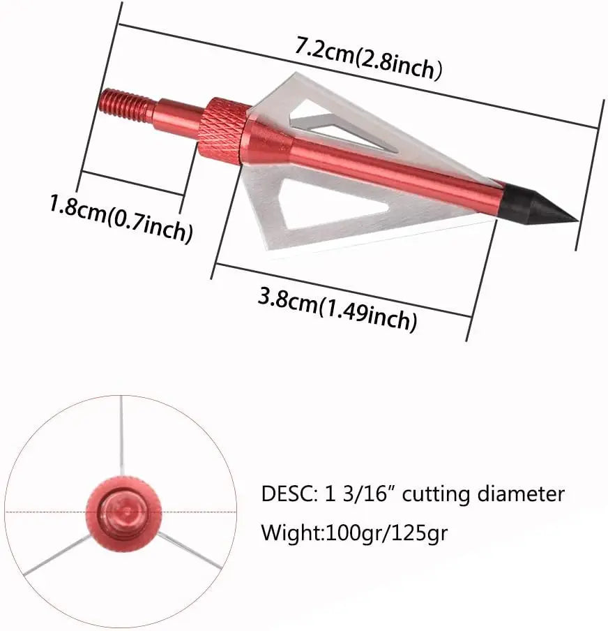 Hunting Broadheads 3 Blade 100 Grain 12 Pack For Crossbow