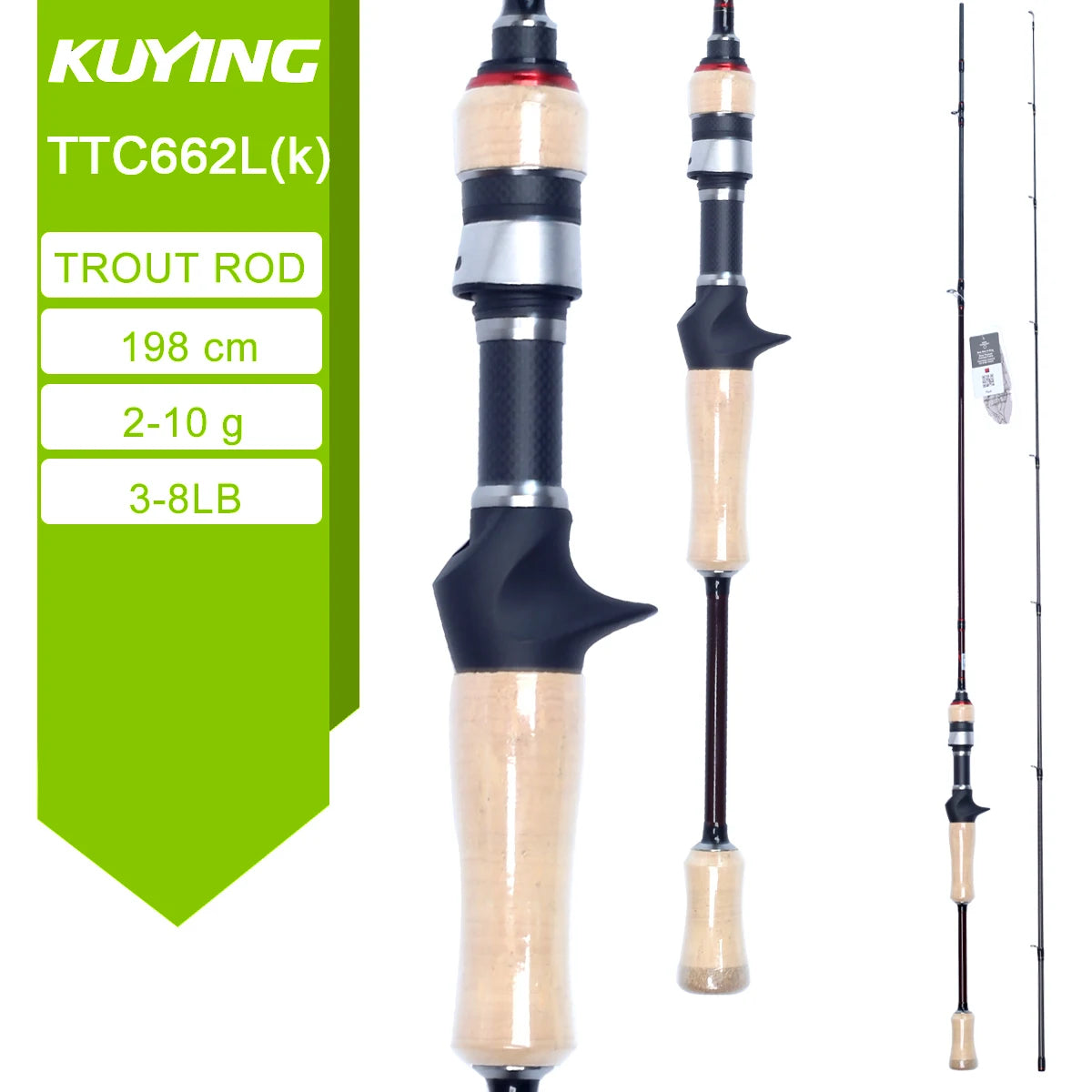 Kuying Teton Carbon Lure Rod Six To Ten Pound Casting Spinning River USA
