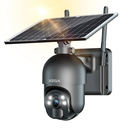 Xega 3G 4G LTE Wireless Solar PTZ Surveillance Camera with SIM Card 2K Color Night Vision 355 Degree 95 Degree PIR Detection IP66