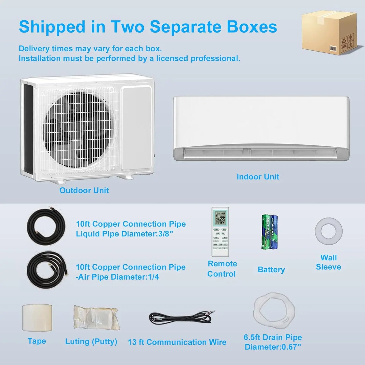 12000 BTU Mini Split Air Conditioner And Heat Pump 230V Ductless Inverter Energy Efficient Cooling System Customized for Home Us