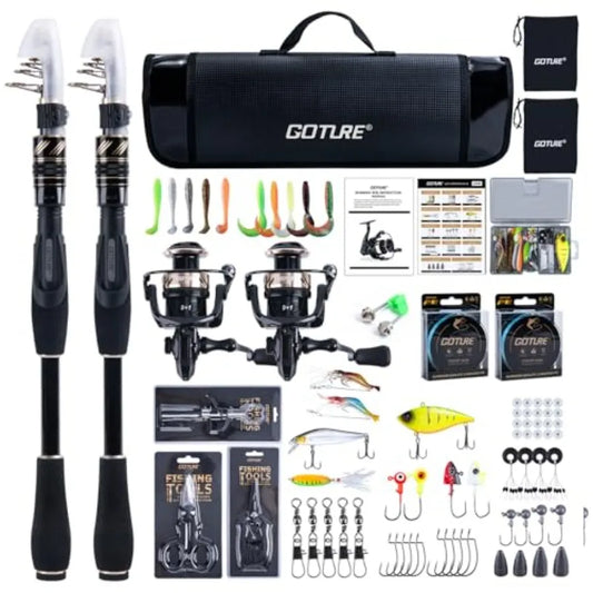 Telescopic Fishing Rod and Reel Combos Carbon Fiber Travel Fishing Pole 9+1 BB Spinning Reel Saltwater Freshwater Fishing Gear