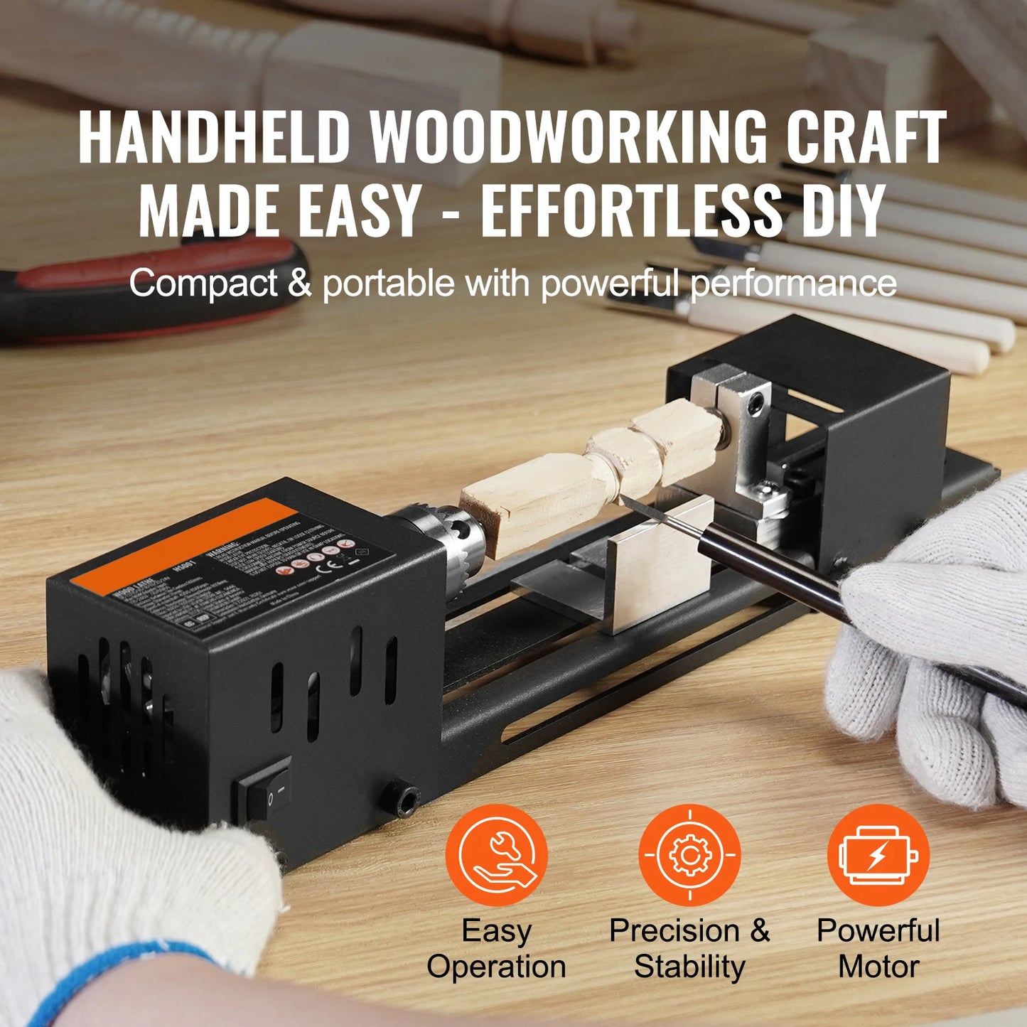 SucceBuy Mini Wood Lathe Machine 2.76inx6.3in 24VDC 96W Machine Accessories 7 Speed s for DIY Woodworking Wood Drill Rotary Tool